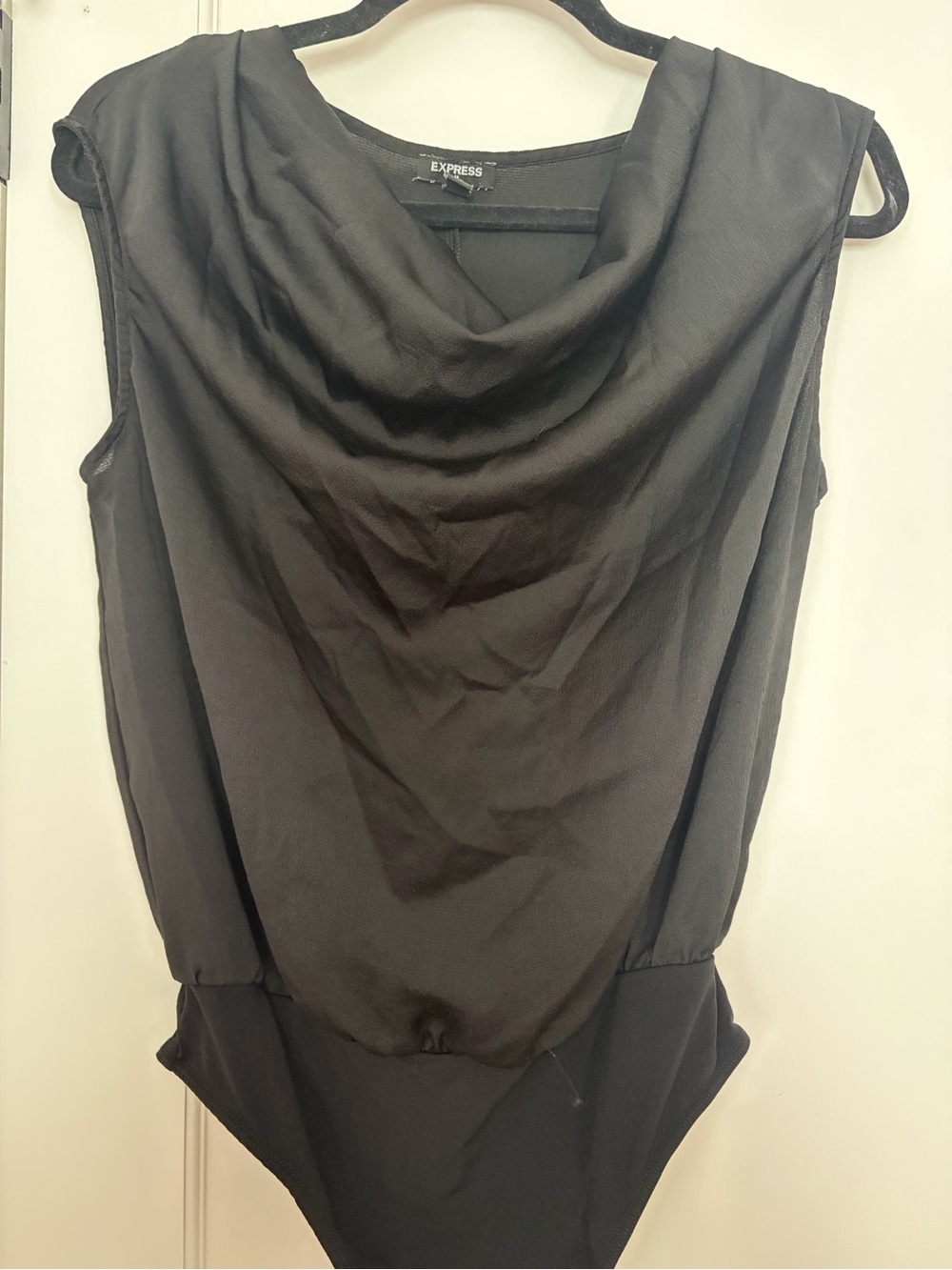 Express Black Strapless Draped Bodysuit Dress